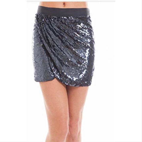 Haute Hippie Dresses & Skirts - Haute Hippie metallic gunmetal silver wrap skirt